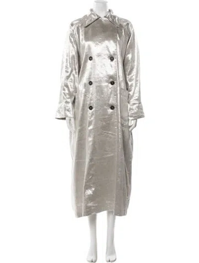 Pre-owned Brunello Cucinelli Linen Trench Coat In Gray