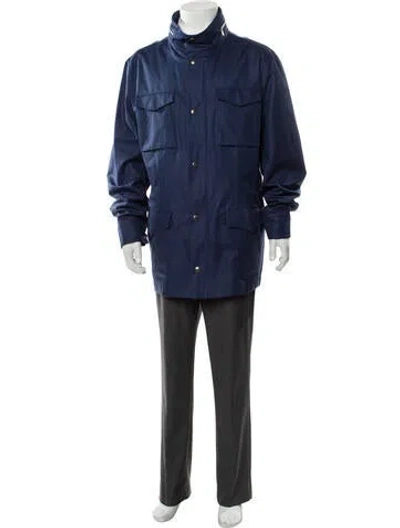 Pre-owned Brunello Cucinelli Linen Trench Coat W/ Tags In Blue