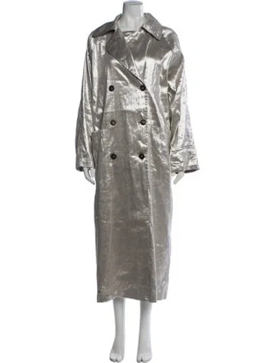 Pre-owned Brunello Cucinelli Linen Trench Coat W/ Tags In Grey
