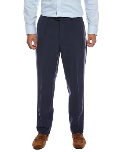 Brunello Cucinelli Linen Trouser In Blue
