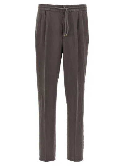 Brunello Cucinelli Linen Trousers Pants Brown In Coffee