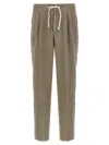 Brunello Cucinelli Garment-dyed Linen Trousers With Adjustable Waist