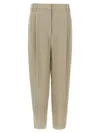 Brunello Cucinelli Women Slouchy Trousers In Sparkling Linen Canvas With Jewellery In Neutral