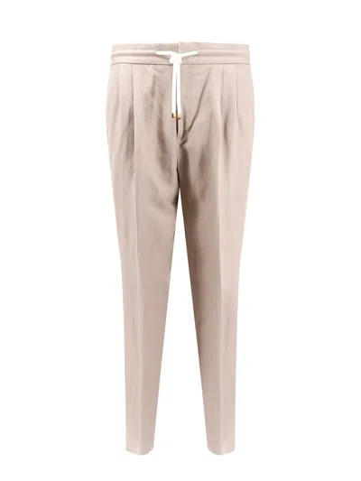 Brunello Cucinelli Linen Trousers In Beige
