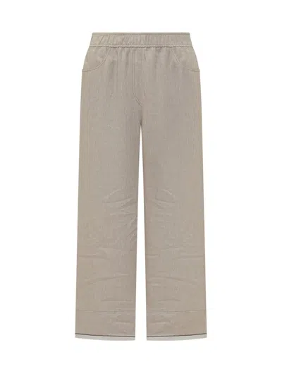 Brunello Cucinelli Linen Trousers In Beige
