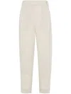 Brunello Cucinelli Slouchy Trousers In Sparkling Linen Canvas With Jewellery In Beige