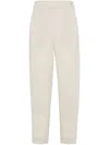 Brunello Cucinelli Slouchy Trousers In Sparkling Linen Canvas With Jewellery In Beige