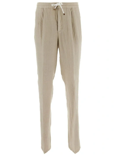Brunello Cucinelli Linen Trousers In Beige