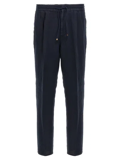 Brunello Cucinelli Men Front Pleat Pants In Blue