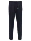 Brunello Cucinelli Elastic Waistband Pleated Straight Leg Pants In Blue