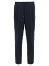 Brunello Cucinelli Navy Blue Straight Leg Trousers In Black