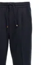 Brunello Cucinelli Men Leisure Fit Trousers In Virgin Wool Flannel With Drawstring And Double Darts In Blue