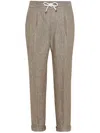Brunello Cucinelli Linen Trousers In Brown
