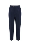 Brunello Cucinelli Linen Trousers In Navy Blue