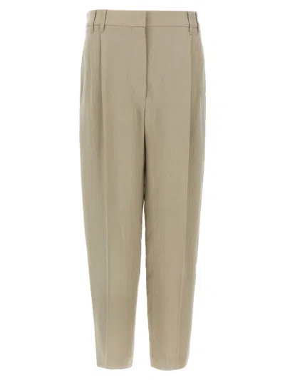 Brunello Cucinelli Linen Trousers In Neutral