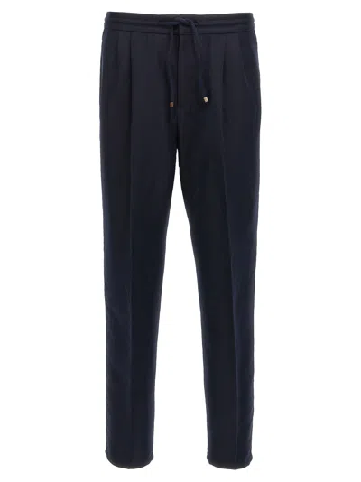 Brunello Cucinelli Trousers Linen Tapered Leg In Blue