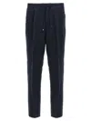Brunello Cucinelli Garment-dyed Linen Trousers With Adjustable Drawstring In Blue