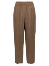 Brunello Cucinelli Linen Trousers Pants In Brown