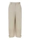 Brunello Cucinelli Linen Trousers With Belt Loops And Pockets In Neutral