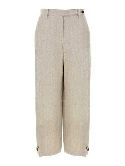 Brunello Cucinelli Linen Trousers In Sand