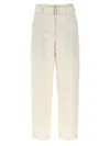 Brunello Cucinelli Linen Trousers With High Waist And Pockets In White