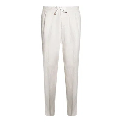 Brunello Cucinelli Linen Trousers In White