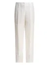 Brunello Cucinelli Front Pleated Straight Leg Trousers With Belt Loops And Back Pockets In White