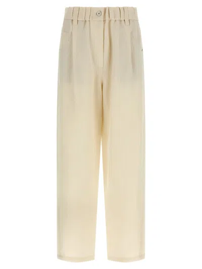Brunello Cucinelli Linen Trousers In White