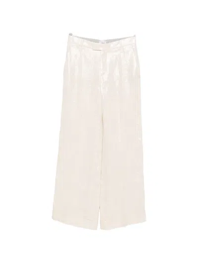 Brunello Cucinelli Linen Trousers In White