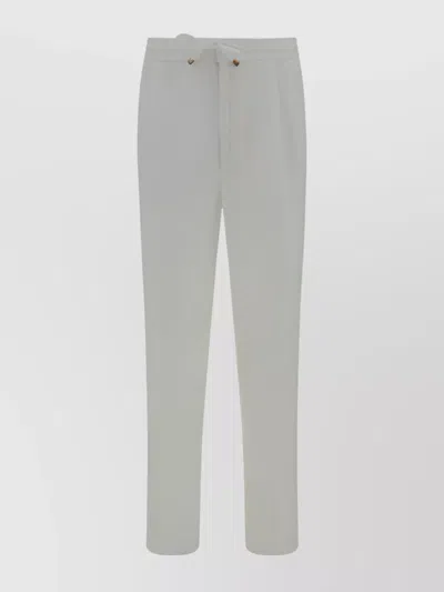 Brunello Cucinelli Linen Trousers With Adjustable Drawstring Waistband In Gray