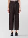 Brunello Cucinelli Linen Trousers With Belt Loops And Pockets In Brown
