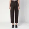 Brunello Cucinelli Dark Chocolate Linen Trousers With Practical Belt In Brown