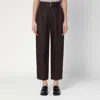 Brunello Cucinelli Dark Chocolate Linen Trousers With Practical Belt In Brown