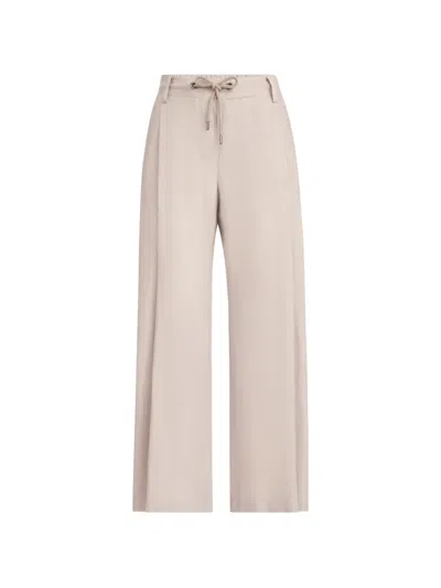 Brunello Cucinelli Linen Trousers With Drawstring And Monili In Neutral