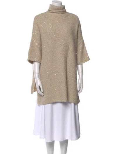 Pre-owned Brunello Cucinelli Linen Turtleneck Sweater In Neutral