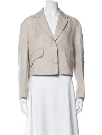 Pre-owned Brunello Cucinelli Linen Tweed Pattern Blazer In Neutral