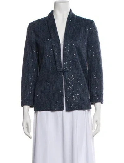 Pre-owned Brunello Cucinelli Linen Tweed Pattern Jacket In Blue