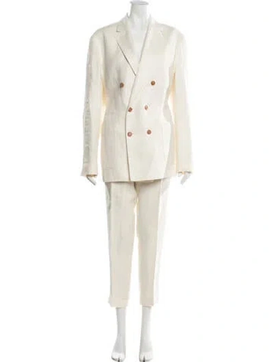 Pre-owned Brunello Cucinelli Linen Tweed Pattern Pantsuit In Neutral