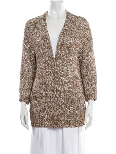 Pre-owned Brunello Cucinelli Linen Tweed Pattern Sweater In Brown