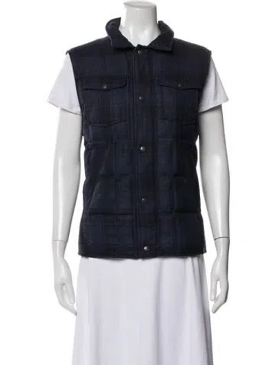 Pre-owned Brunello Cucinelli Linen Tweed Pattern Vest In Blue