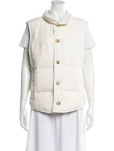 Pre-owned Brunello Cucinelli Linen Tweed Pattern Vest In Neutrals