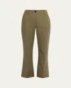 Brunello Cucinelli Linen Twill Kickflare Cigarette Pants In Green