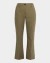 Brunello Cucinelli Linen Twill Kickflare Cigarette Pants In Green