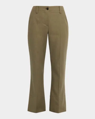 BRUNELLO CUCINELLI LINEN TWILL KICKFLARE CIGARETTE PANTS