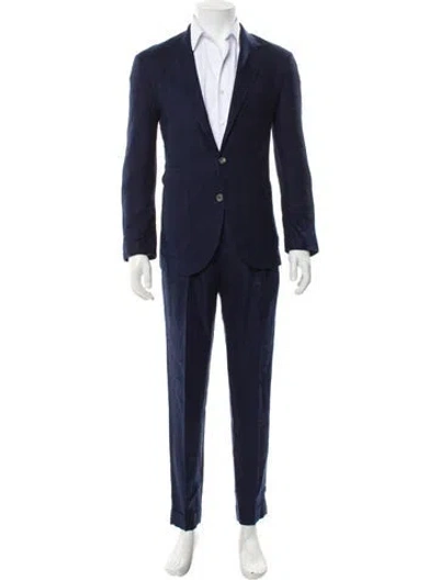Pre-owned Brunello Cucinelli Linen Two-piece Suit In Blue
