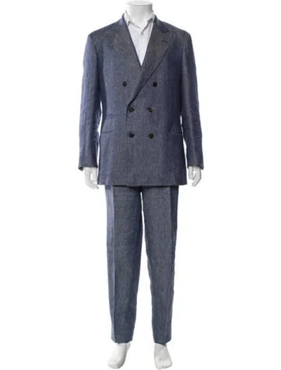 Pre-owned Brunello Cucinelli Linen Two-piece Suit In Blue