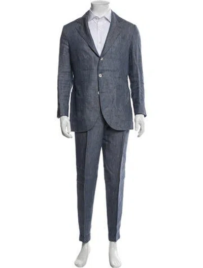 Pre-owned Brunello Cucinelli Linen Two-piece Suit In Blue