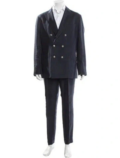 Pre-owned Brunello Cucinelli Linen Two-piece Suit In Blue