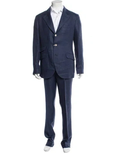 Pre-owned Brunello Cucinelli Linen Two-piece Suit In Blue