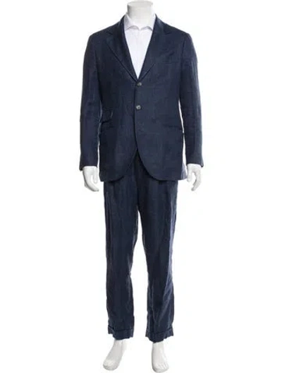 Pre-owned Brunello Cucinelli Linen Two-piece Suit In Blue